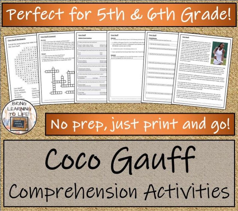 Coco Gauff Close Reading Comprehension Activities 5th Grade 6th Grade Coco Gauff Close Reading Comprehension Activities 5th Grade 6th Grade