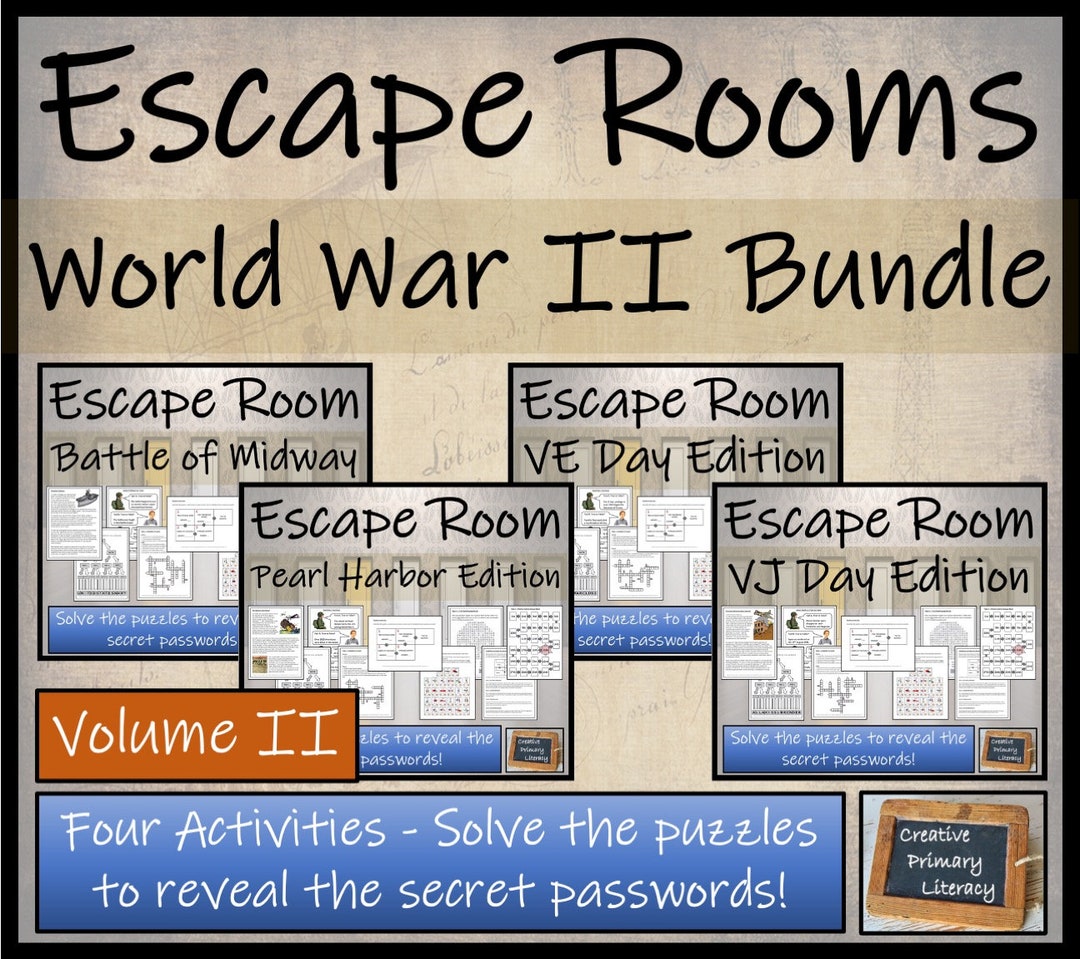 World War 2 Volume II Escape Room Activity Bundle 5th Grade & 6th Grade ...