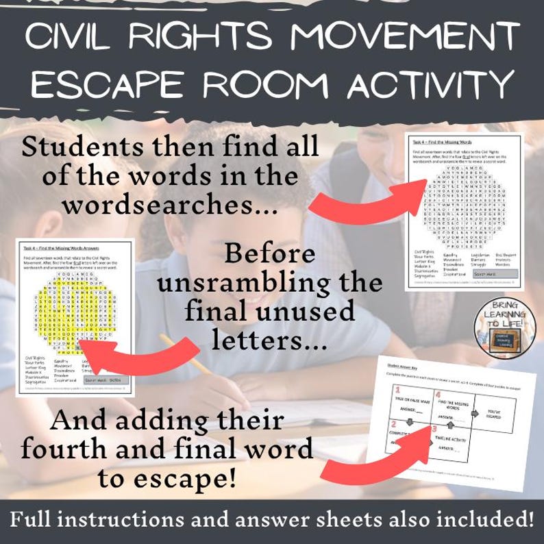 Civil Rights Movement Escape Room Activity image 4