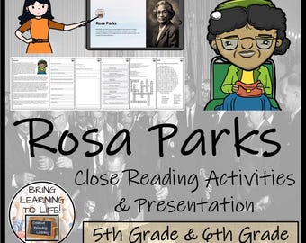 Rosa Parks Close Reading Comprehension Activities | 5th Grade & 6th Grade