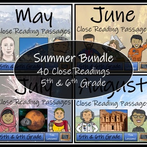 Summer Reading Comprehension Book Bundle | 5th Grade & 6th Grade