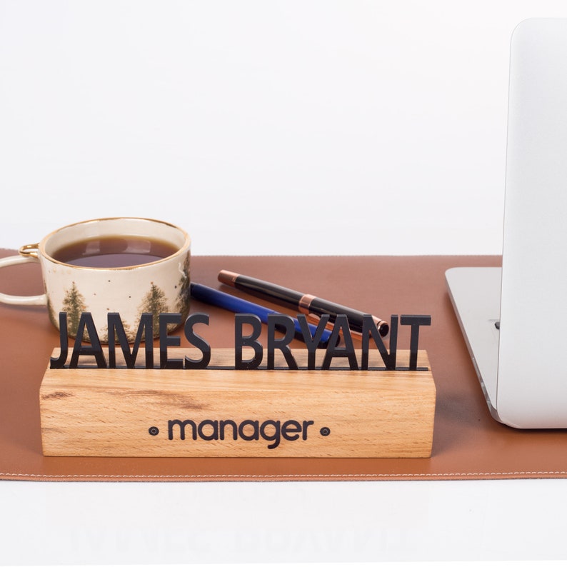 Solid Wood Desk Name Plate, New Office Lux Gift Desk Sign Engraved