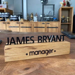 Massivholz Schreibtisch Namensschild, New Office Lux Geschenk Schreibtisch Schild Gravur Tischschild, Holz Bürodekoration Boss und New Job