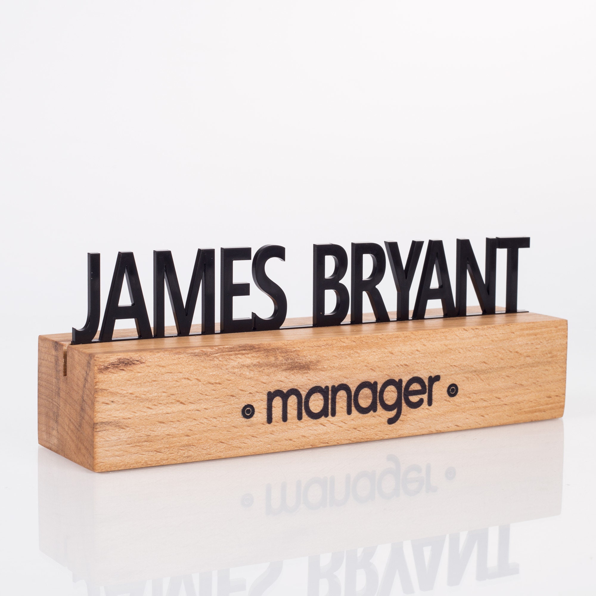 Solid Wood Desk Name Plate, New Office Lux Gift Desk Sign Engraved