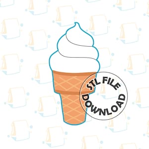 Soft Serve Ice Cream Cone  -  Digital STL File Download for Cookie Cutter / Fondant Cutter / Clay Cutter