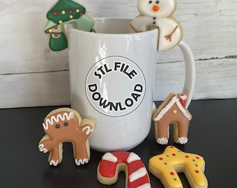 Christmas Mug Huggers  - Digital STL File Download for Cookie Cutter / Fondant Cutter / Clay Cutter