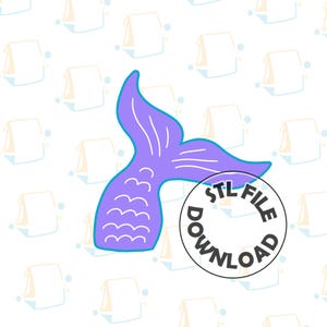 May include: Purple mermaid tail with a white outline and a white background. The text "STL FILE DOWNLOAD" is in a circle.