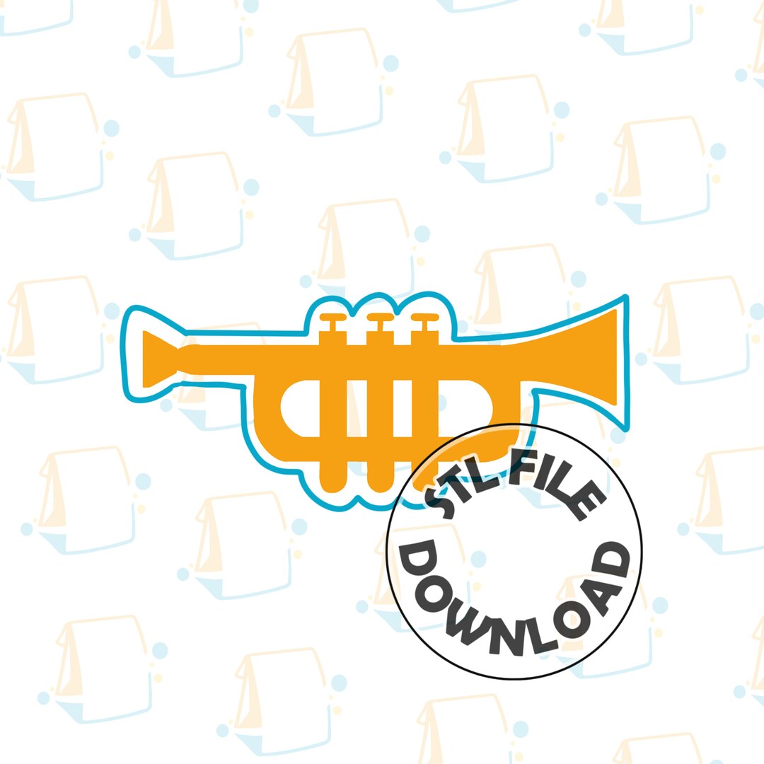 Trumpet Step File Trumpet - Digital STL File Download for Cookie Cutter / Fondant Cutter ...