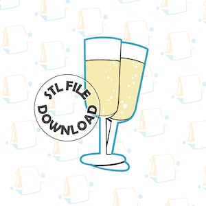 Champagne Glasses / New Year&#39;s / Wedding / Celebration  -  Digital STL File Download for Cookie Cutter / Fondant Cutter / Clay Cutter