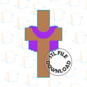 Draped Cross / Easter - Digital STL File Download for Cookie Cutter / Fondant Cutter / Clay Cutter