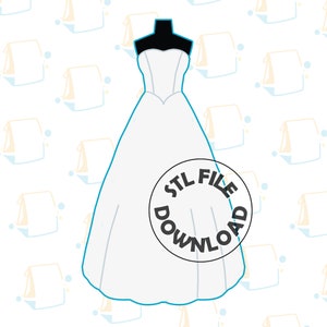 ウェディングドレス / 結婚式 / 婚約 - クッキーカッター / フォンダンカッター / 粘土カッター用のデジタル STL ファイルのダウンロード
