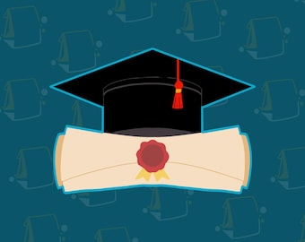 Graduation Cap and Diploma Cookie Cutter / Fondant Cutter / Dough Cutter