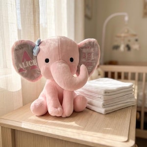 Personalized Plush Elephant | Custom Baby Birth Stats Keepsake | Birth Weight Stuffed Animal