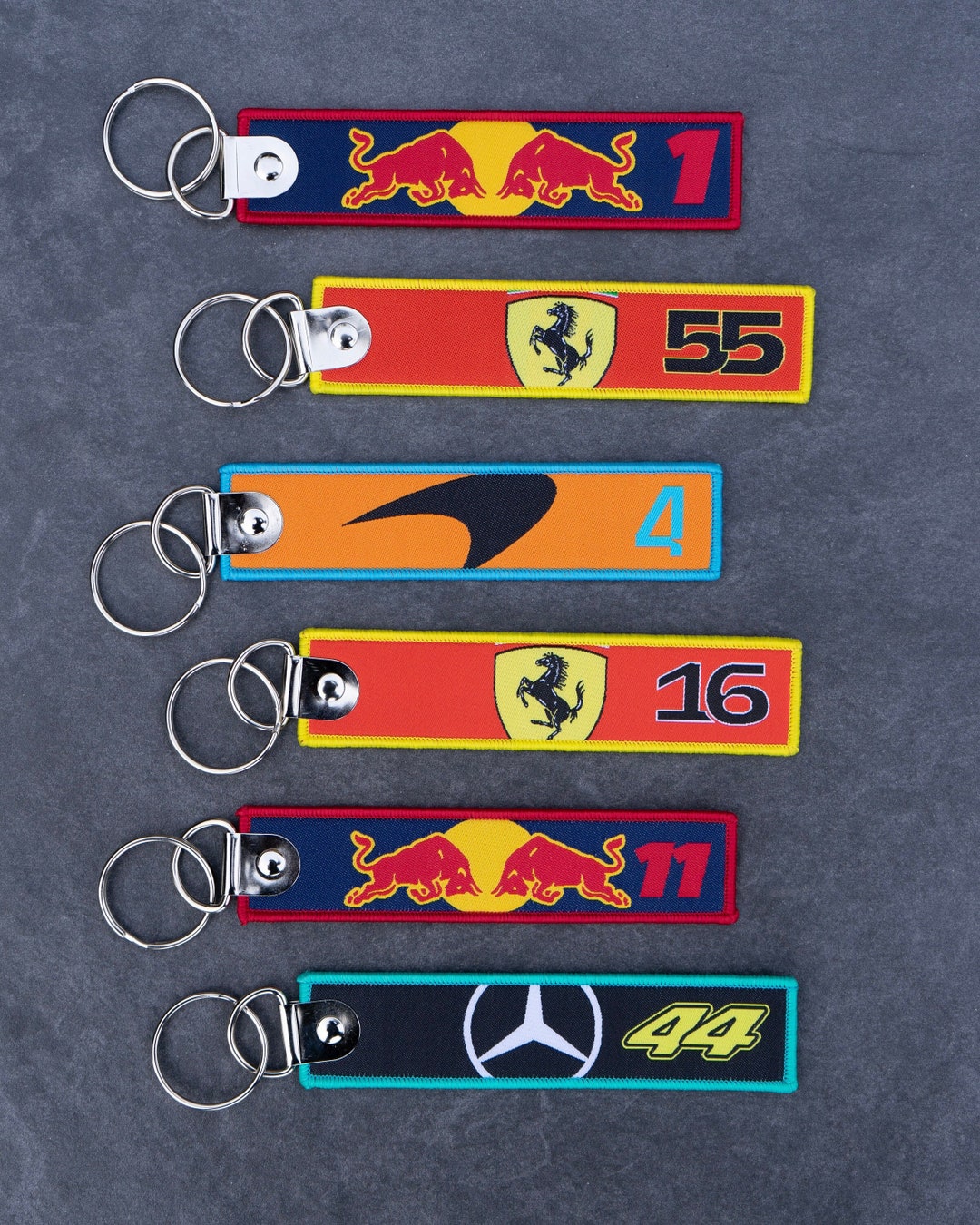 Formula 1 F1 Team & Driver Woven Keychain Motorsport Racing Car