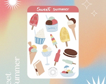 Sweet Summer Ice Cream Sticker Sheet, Journaling Scrapbooking