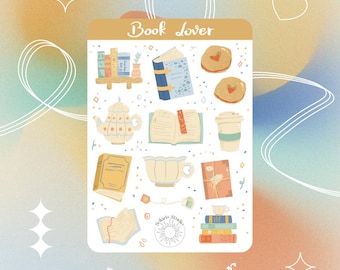 Foglio di adesivi per amanti dei libri // adesivi per amanti dei libri per scrapbooking, bujo e pianificazione, adesivi per lettori, collezione di adesivi per lettori