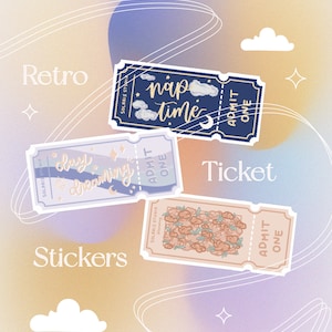 Admit One Ticket Sticker//autocollant de billet rétro fantastique, autocollant mystique mat découpé, autocollant floral rêveur pour journal et scrapbooking