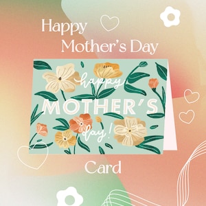 Tarjeta del Día de la Madre // Tarjeta de flores alegres para mamá, tarjeta A6 para la mejor mamá, tarjeta de felicitación para ella, tarjeta de amor para madre