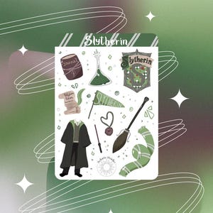 Feuille d'autocollants Serpentard//autocollants maison de Poudlard, papeterie Harry Potter, cadeaux pour les fans de Harry Potter, fierté de Serpentard, papeterie magique