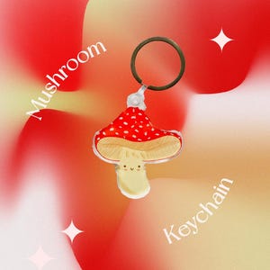Mushroom Keychain // Fungi keyring for backpacks, bags and keys, cute autumn keychain, mushroom charm accessories, forest keychain