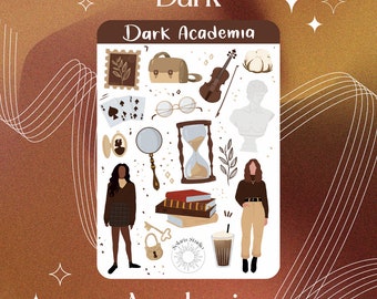 Dark Academia Sticker Sheet, Brown Retro Stickers