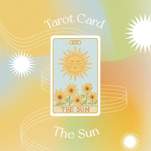 Sticker Tarot Card The Sun / Sticker carte de tarot pour la tenue d'un journal, sticker sorcellerie, sticker gothique, sticker pour téléphone, sticker grimoire