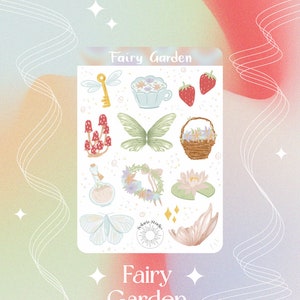 Folha de adesivos Fairy Garden // adesivo estético fairycore, adesivos bujo de sonho de duende, adesivos de floresta, adesivos caprichosos para scrapbooking