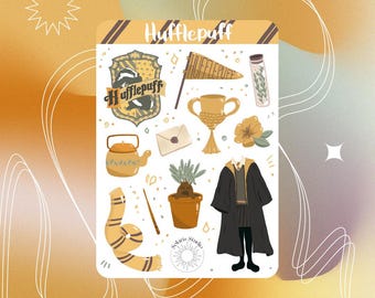Foglio di adesivi della casa magica gialla // adesivi magici per bujo e pianificazione, adesivi della scuola di stregoneria, adesivi ispirati a HP
