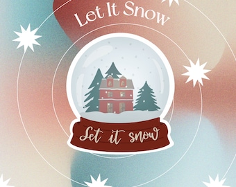 Adesivo in vinile Let it Snow // Adesivo in vinile invernale, adesivo resistente alle palle di neve, adesivo stagionale impermeabile per globo di neve, arredamento festivo per laptop