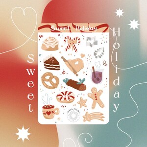Leuke stickervel vakantie // stickerset feestelijke kersttraktaties, vakantiestickers voor bujo en planning, schattige handgemaakte seizoensstickers