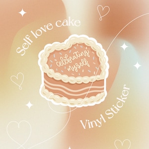 Adesivo in vinile "Celebrando me stesso" // adesivo fustellato per torta di compleanno, adesivo impermeabile per anniversario, idea regalo per adesivo di compleanno, adesivo a scaglie