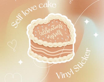 Adesivo in vinile "Celebrando me stesso" // adesivo fustellato per torta di compleanno, adesivo impermeabile per anniversario, idea regalo per adesivo di compleanno, adesivo a scaglie