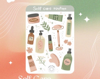 Foglio di adesivi per la routine di cura personale // Adesivi per la cura personale del diario, adesivi per l'amore per se stessi, adesivi per la terapia, club dell'amore per se stessi, adesivi per il benessere