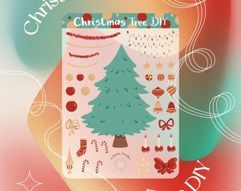 Foglio di adesivi trasparenti fai da te per alberi di Natale: adesivi per lavoretti natalizi