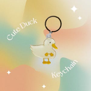 Cute Duck Keychain // Pretty shy duckie keyring for keys and zippers, cute bag accessory, adorable keychain gift for her and kids