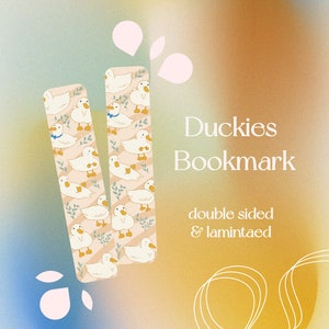 Ducks Bookmark // cute animals double side bookmark, goose laminated bookmark, book lover gift, book worm accessories