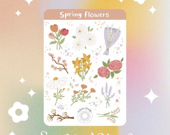 Foglio di adesivi con fiori primaverili: adesivi per planner Floral Bujo