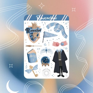 Stickervel Ravenklauw // stickers met thema Zweinsteinhuis, magische stickers voor planning en bujo, Ravenklauwtrots, tovenaarsdagboek