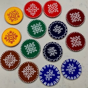 Set of 2 kolam Coasters/ housewarming gifts / Indian decor / pooja items / deepam stand / prasadam plate / return gifts/diya/diwaligifts