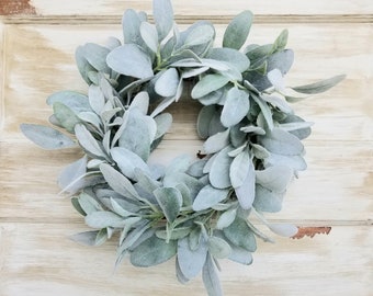 Lamb's Ear Mini Wreath: Farmhouse Candle Ring, Year Round Decor