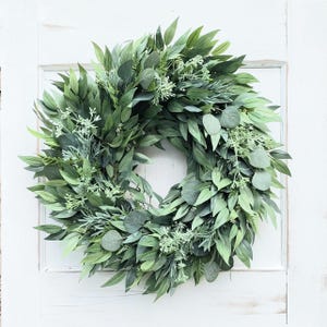 All Season Door Greenery Wreath, Greenery Wreath For Door, Everyday Greenery Door Wreath, Spring Wreath, Summer Wreath, Large Greenery Decor