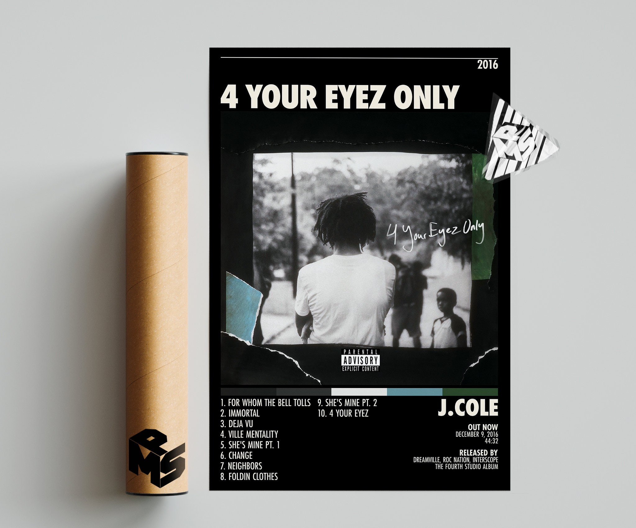 J Cole Poster | J.Cole Poster | 4 Your Eyez Only Tracklist | Album Cover Poster Designed & Sold