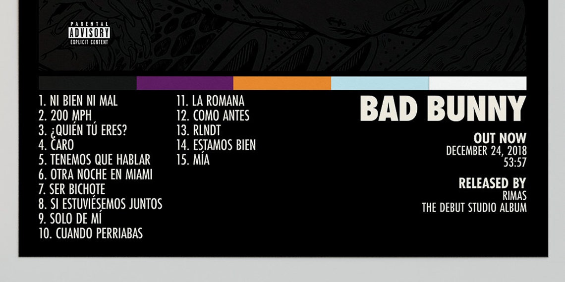 Bad Bunny Poster X 100PRE Poster X100PRE Tracklist Album Etsy Hong Kong