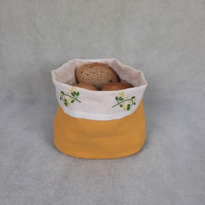 Yellow linen bread basket/ bread bag