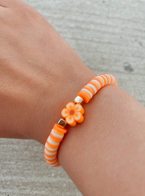 Buy Orange Beaded Bracelet. Colorful Beaded Flowers. Multicolored Colorful  Bracelet With Flower-shaped Beads. Summer Accessories Online in India - Etsy