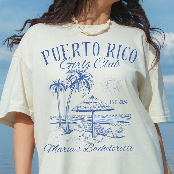 Beach Bachelorette Shirt, Girls Trip Custom Location, Coastal Bach Weekend, Bridesmaid Bridal Party Gift, Puerto Rico Bach Club Shirts