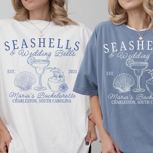 Seashells and Wedding Bells Bachelorette Shirts Custom Bach Tee Beach Bachelorette Shirt Coastal Bachelorette Last Toast Last Splash Shirt