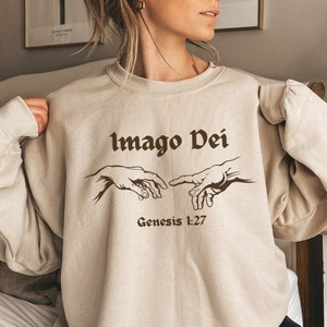 Imago Dei | Made in the Image of God Crewneck Sweatshirt | Creation of Adam UNISEX Sweatshirt | Minimal Christian Shirts | Genesis 1:27 |