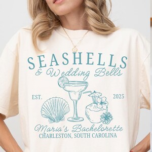 Seashells and Wedding Bells Bachelorette Shirts Custom Bach Tee Beach Bachelorette Shirt Coastal Bachelorette Last Toast Last Splash Shirt