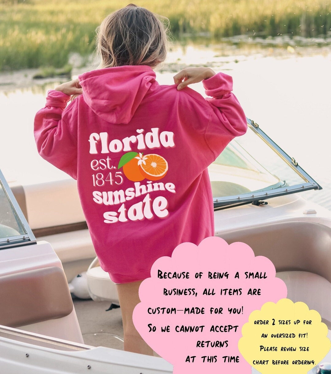 Buy Preppy Florida BACK Print Hoodie, Florida Sweatshirt, Trendy